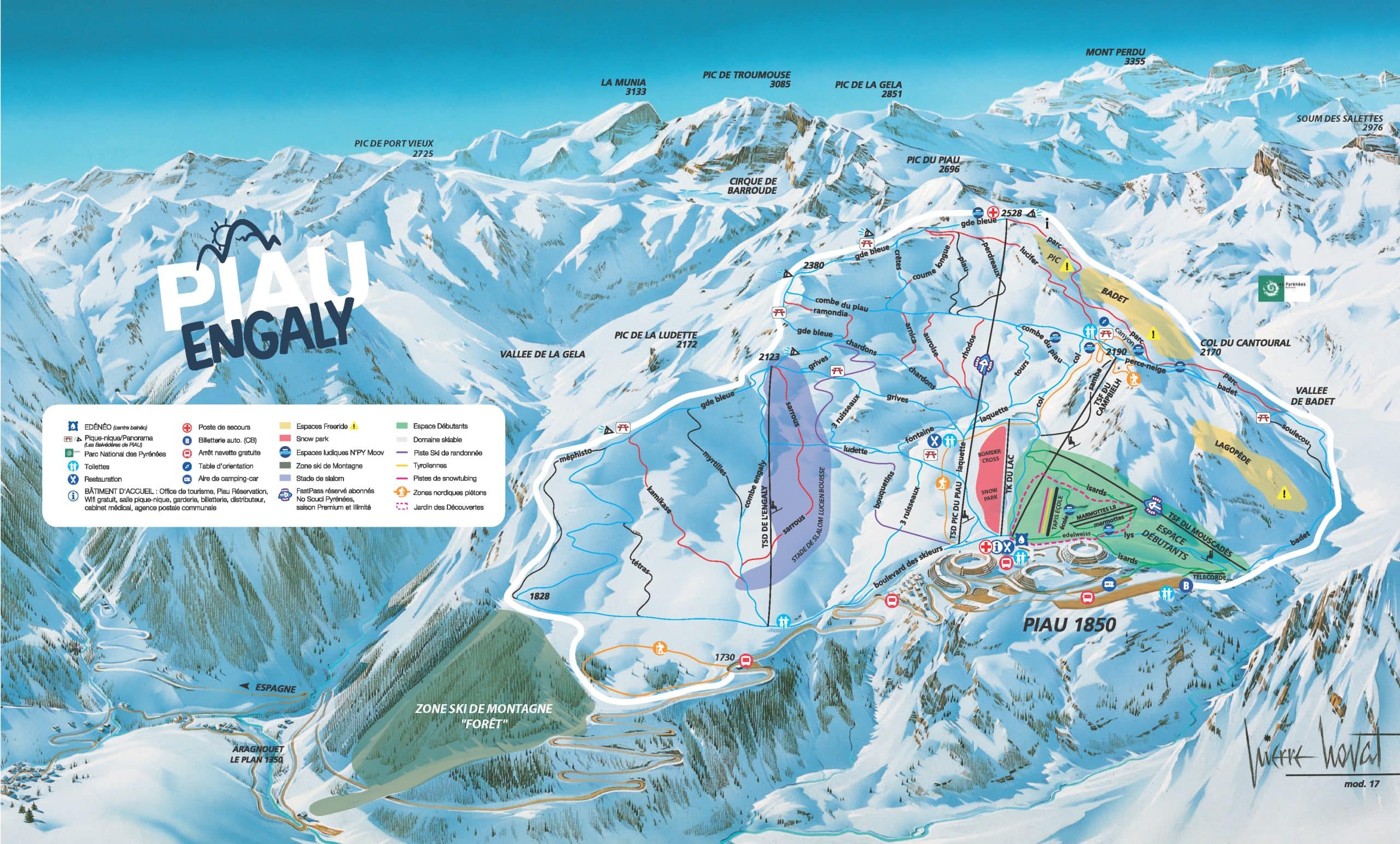 Plan des pistes hiver Piau-Engaly