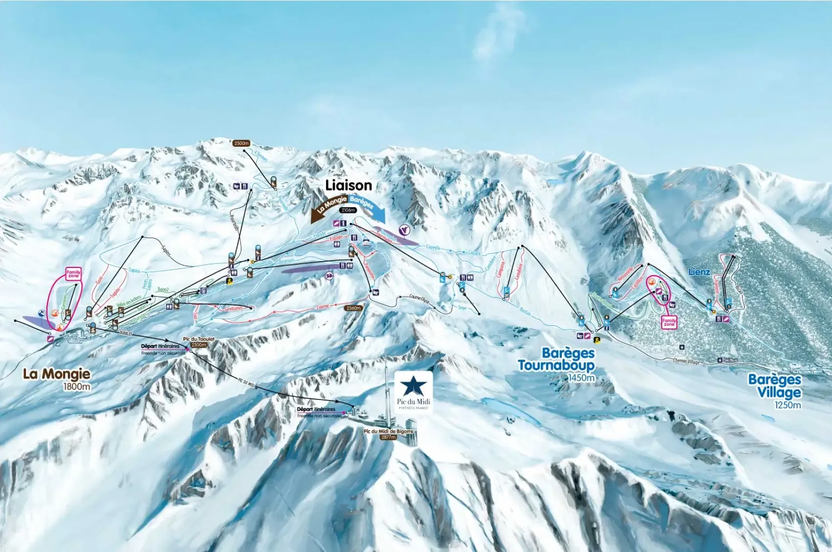 Plan des pistes hiver Grand Tourmalet