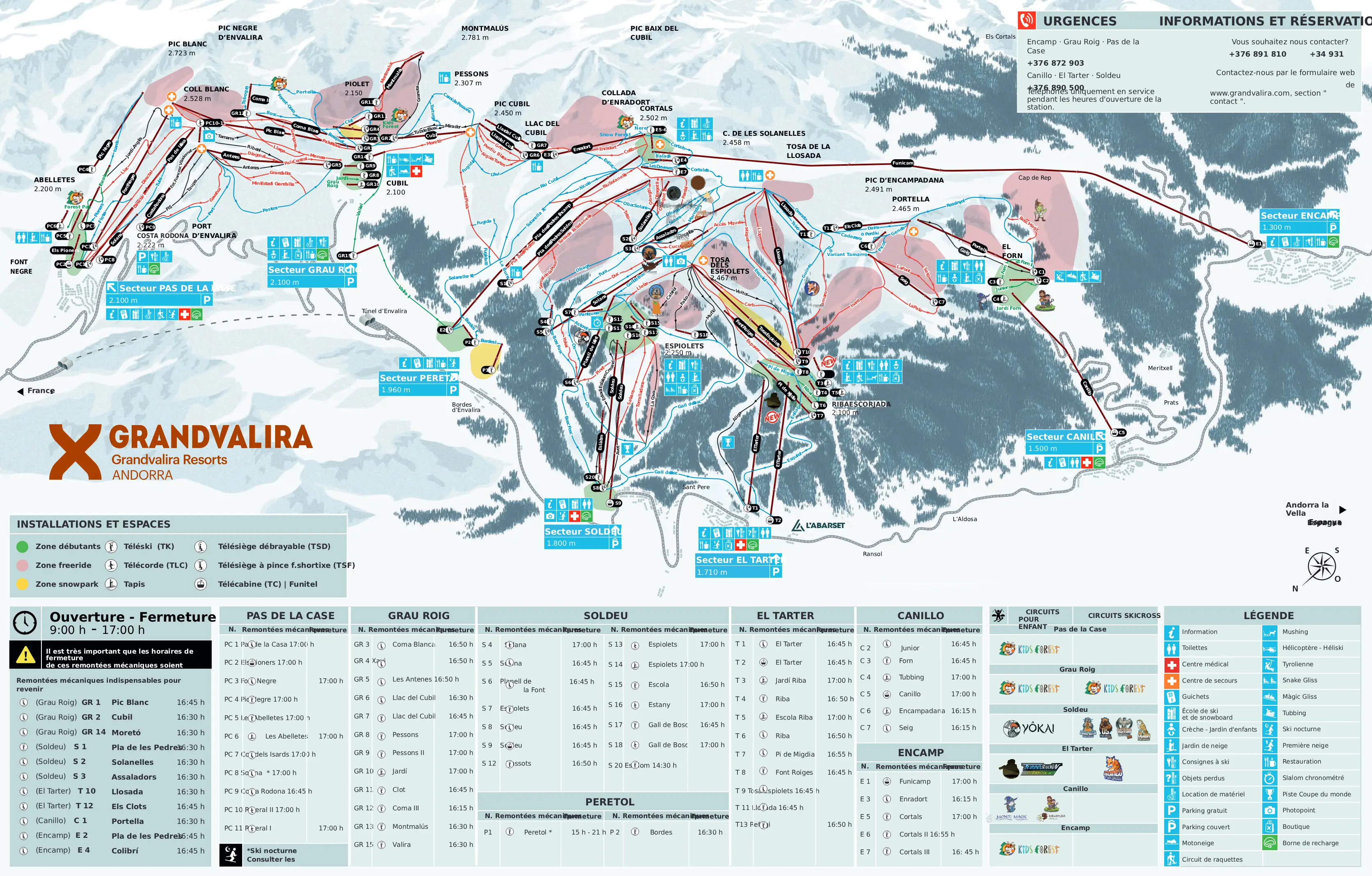 Plan des pistes hiver Grandvalira