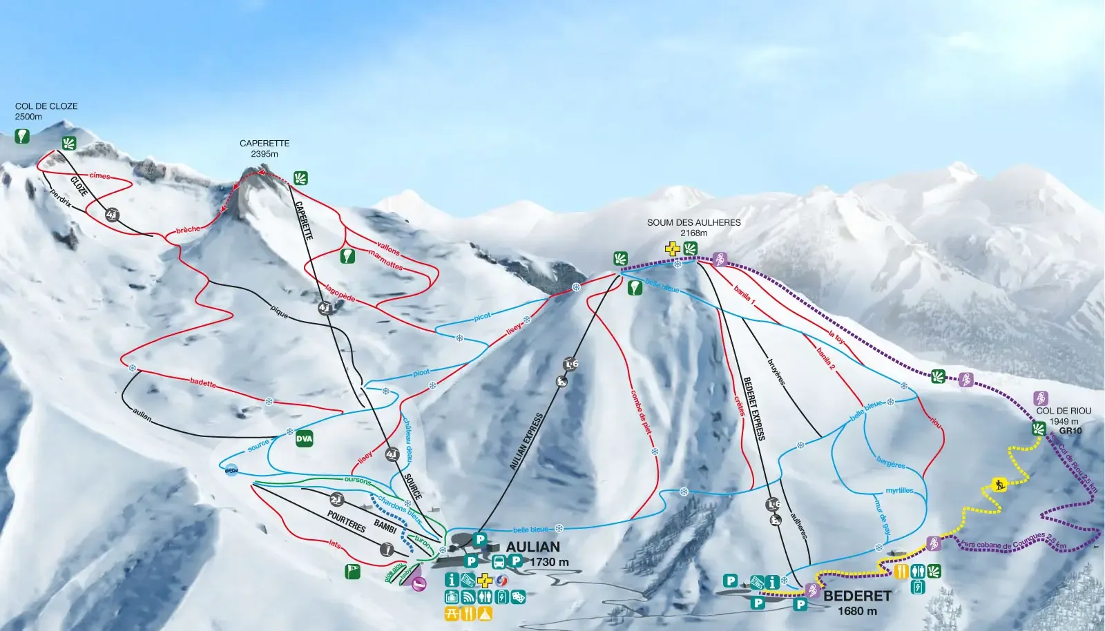 Plan des pistes hiver Luz Ardiden