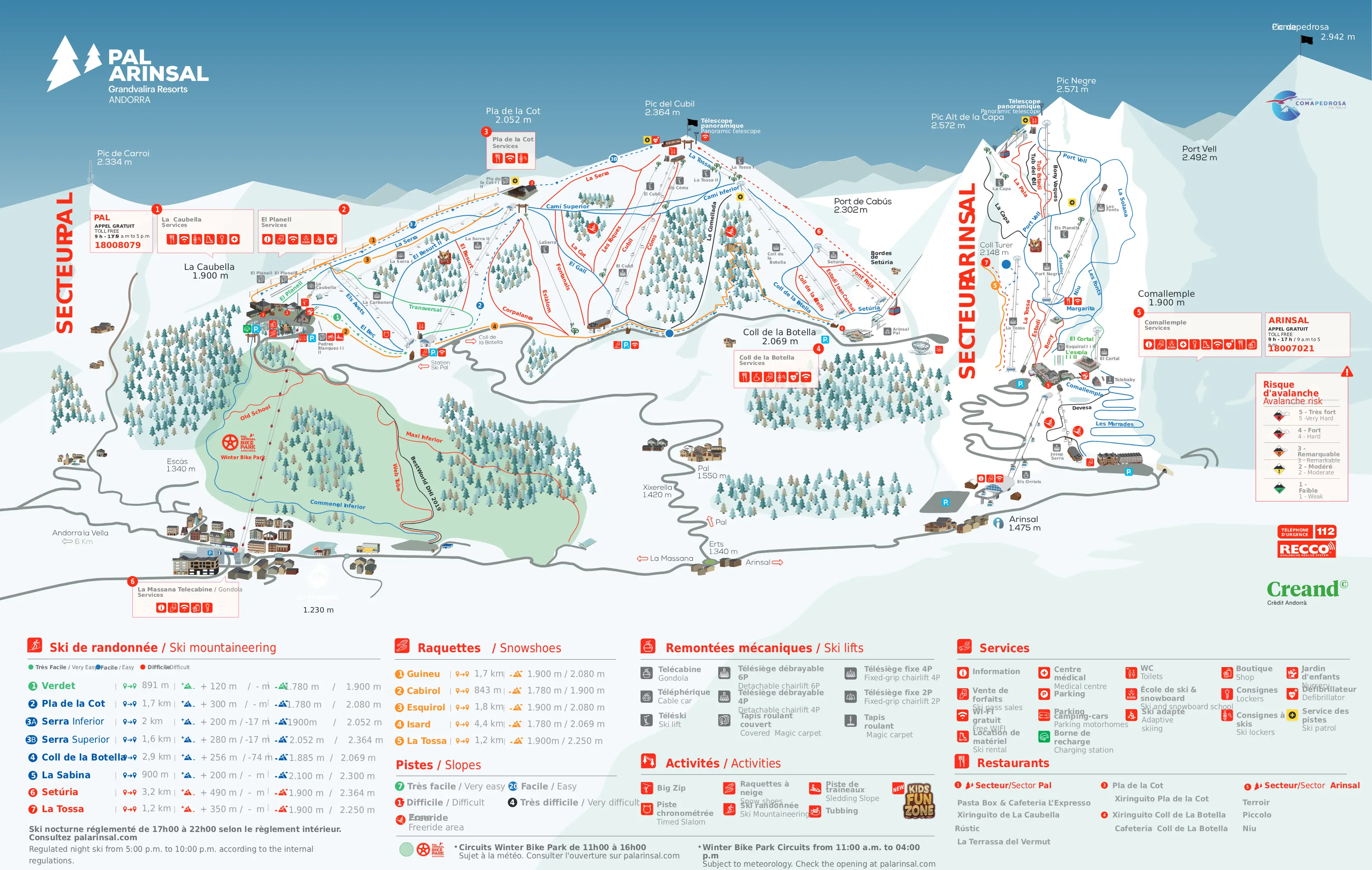 Plan des pistes hiver Vallnord · Pal Arinsal