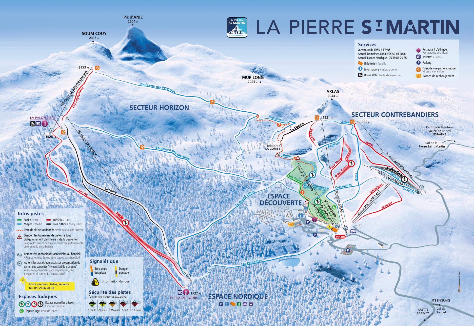 Plan des pistes hiver La Pierre Saint-Martin