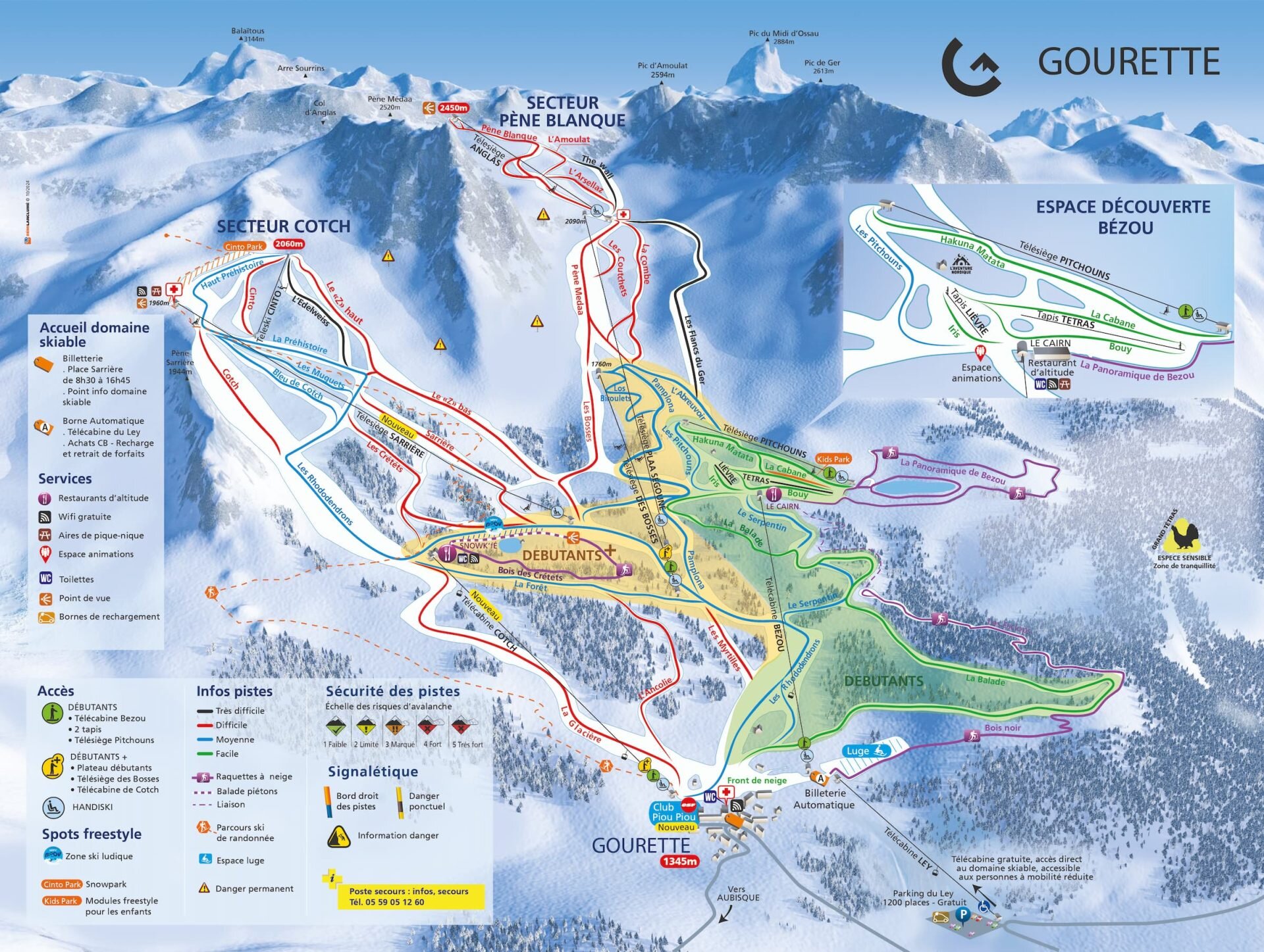 Plan des pistes hiver Gourette