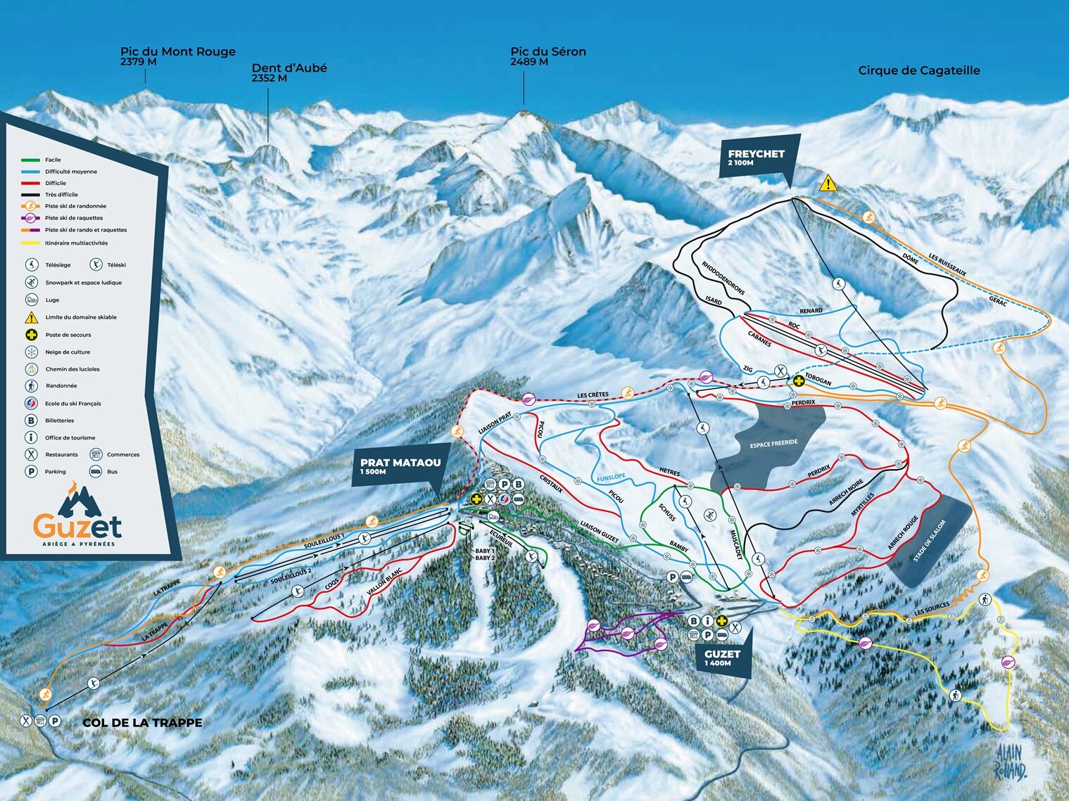 Plan des pistes hiver Guzet