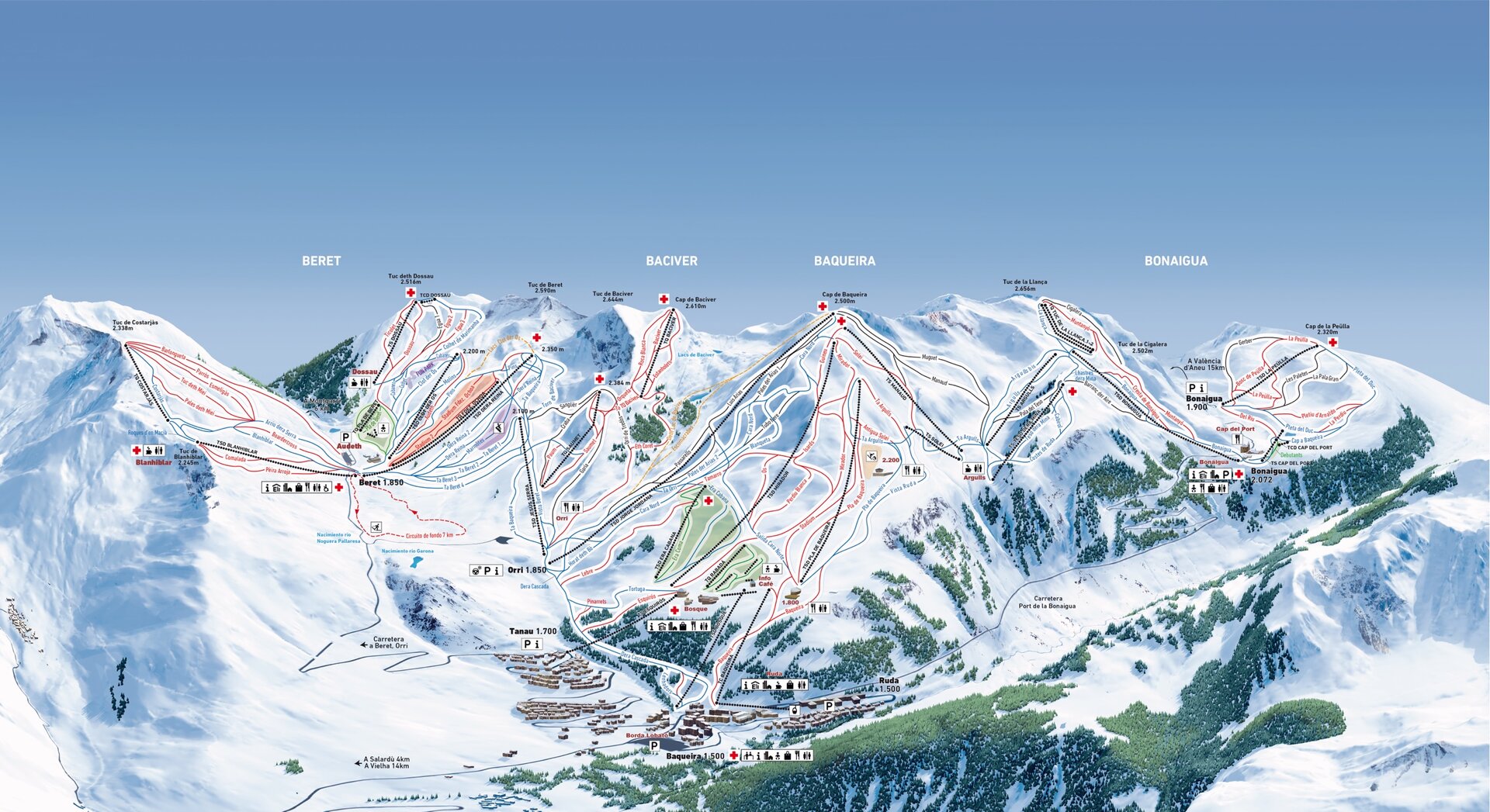 Plan des pistes hiver Baqueira Beret