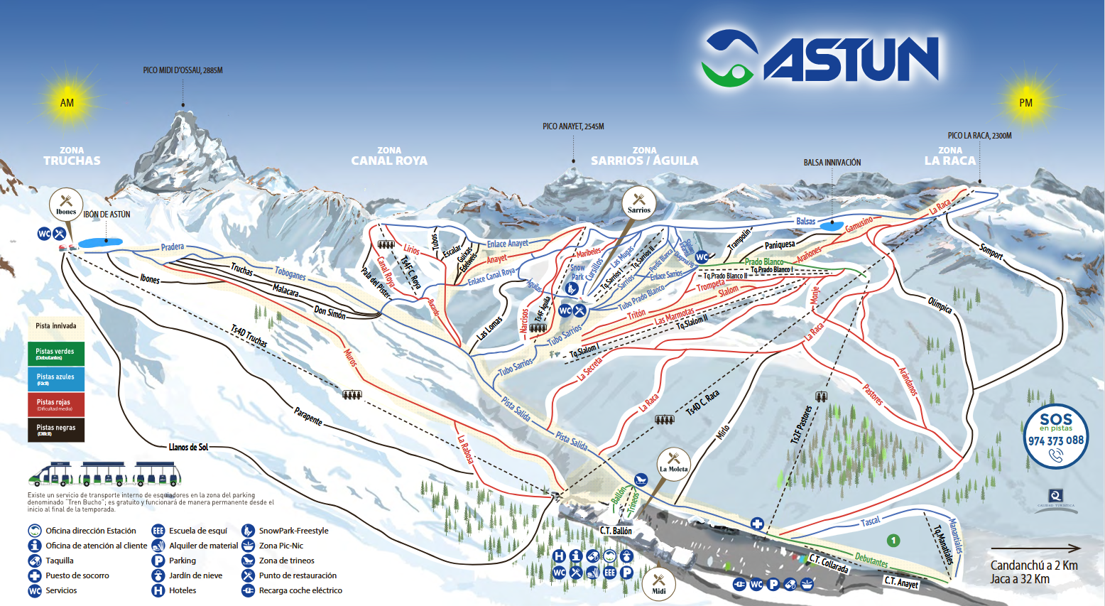 Plan des pistes hiver Astún