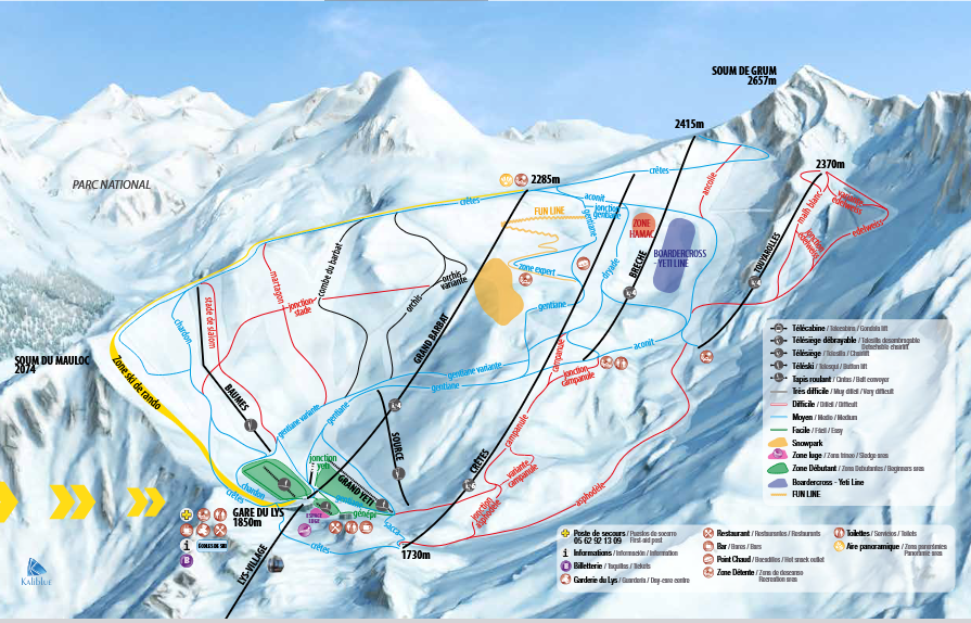 Plan des pistes hiver Cauterets