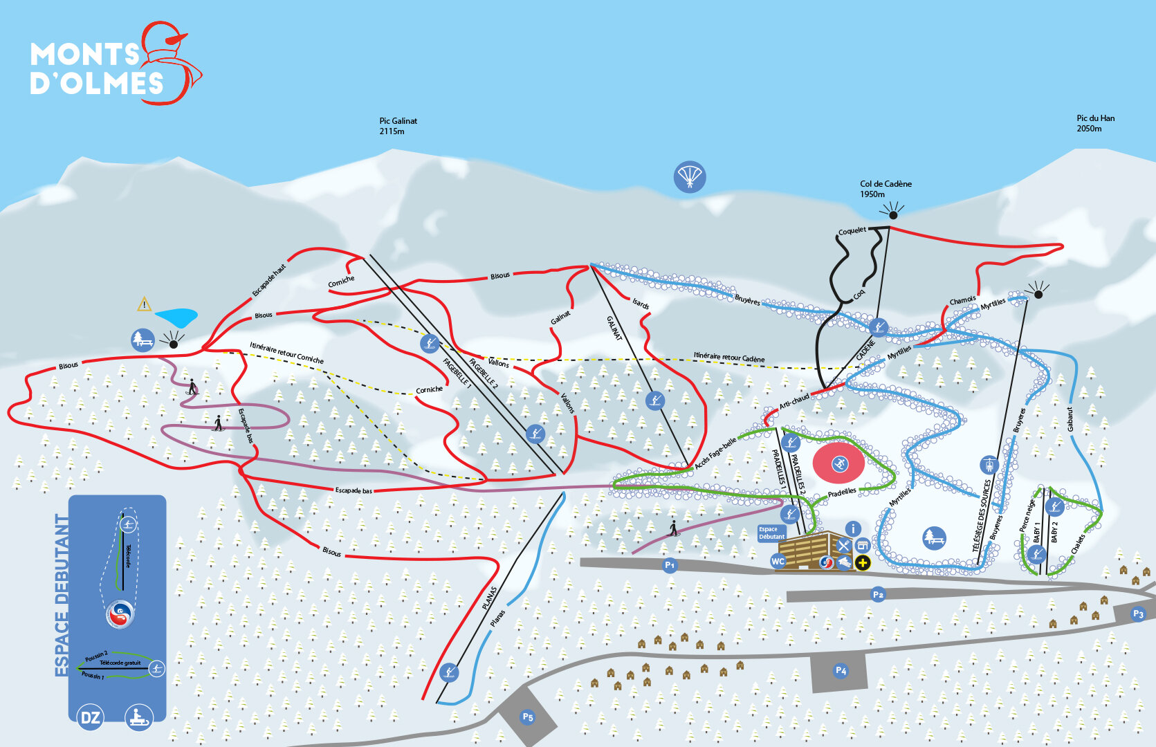 Plan des pistes hiver Monts d'Olmes