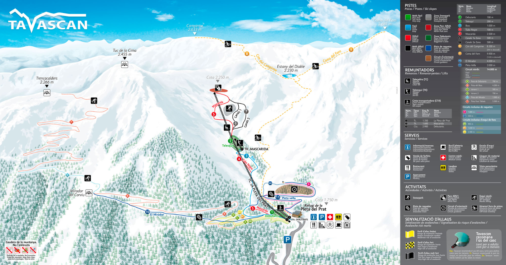 Plan des pistes hiver Tavascán