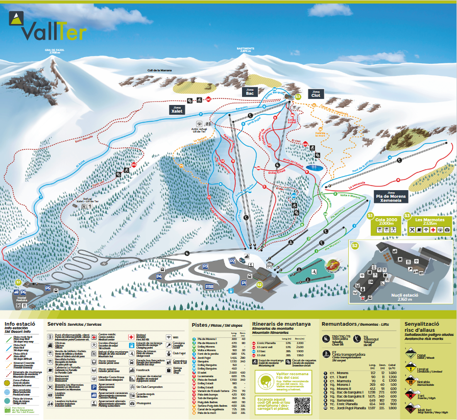Plan des pistes hiver Vallter 2000