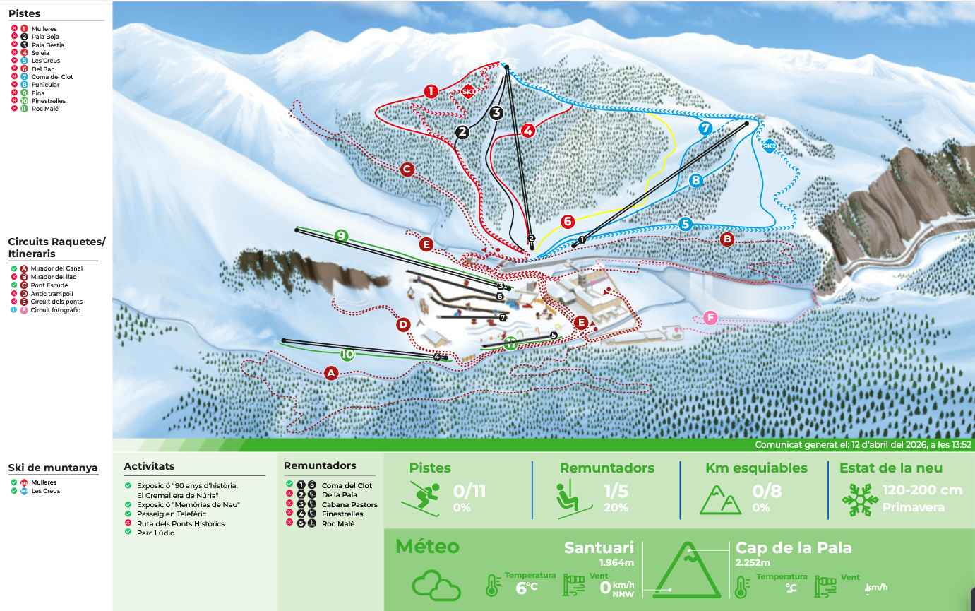 Plan des pistes hiver Vall de Núria