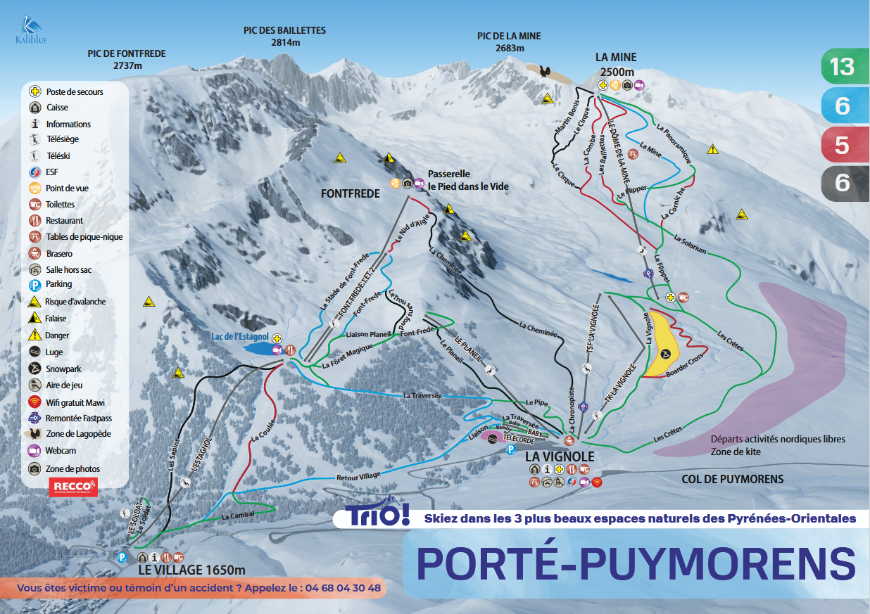 Plan des pistes hiver Porté-Puymorens