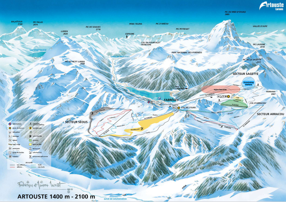 Plan des pistes hiver Artouste