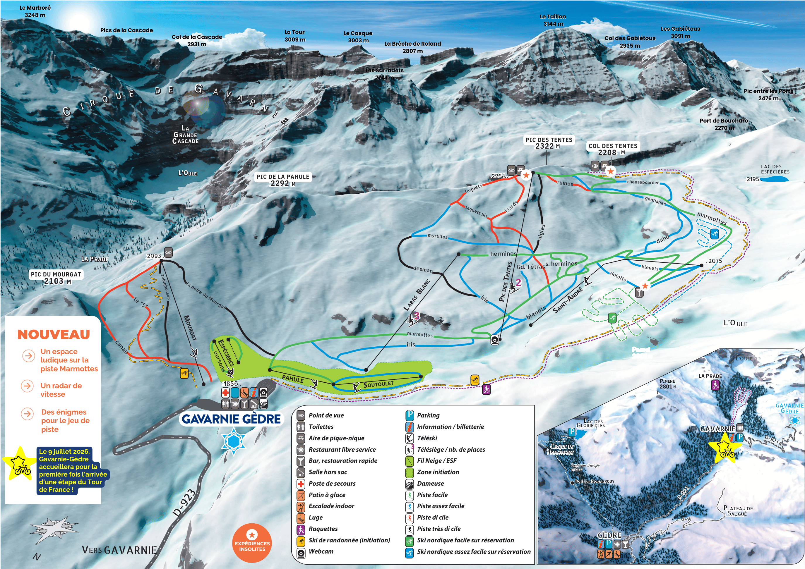 Plan des pistes hiver Gavarnie-Gèdre