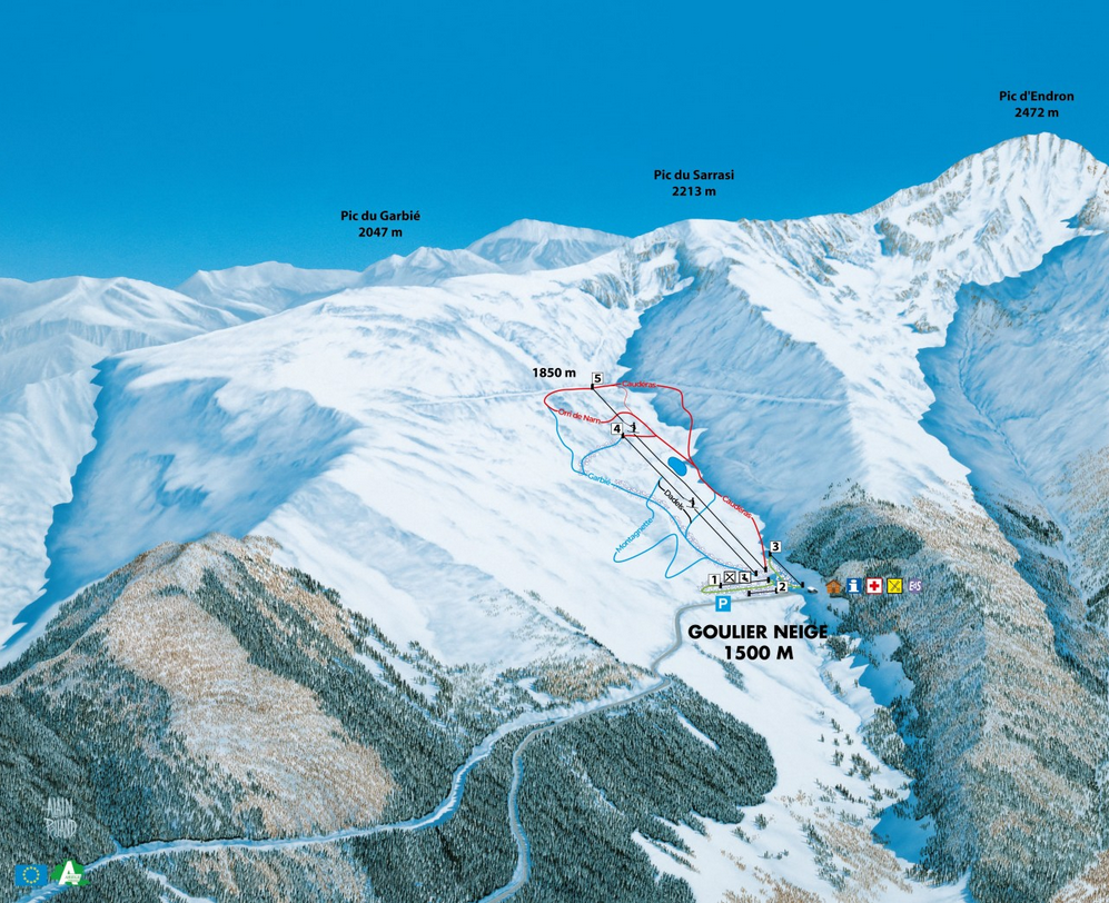 Plan des pistes hiver Goulier Neige