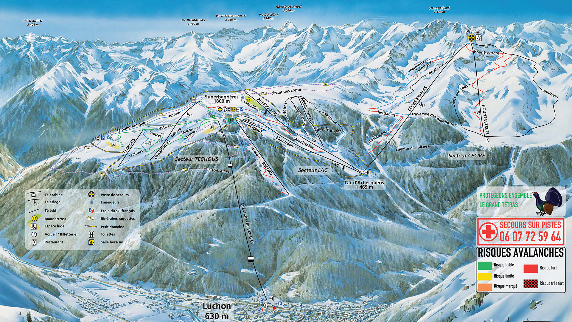 Plan des pistes hiver Luchon-Superbagnères